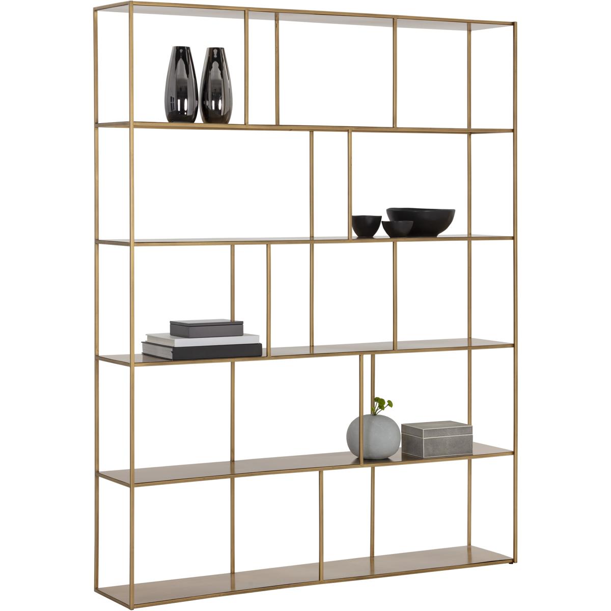 Cantrell Industrial Loft Antique Brass Iron 5 Tier Double Display Case